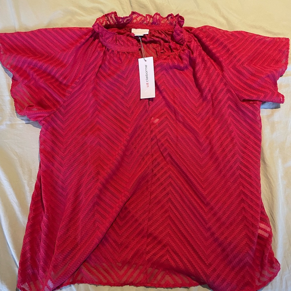 Liz Claiborne Vibrant Red Chevron Blouse